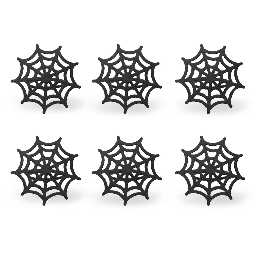 Black Spider Web Napkin Ring Set/6