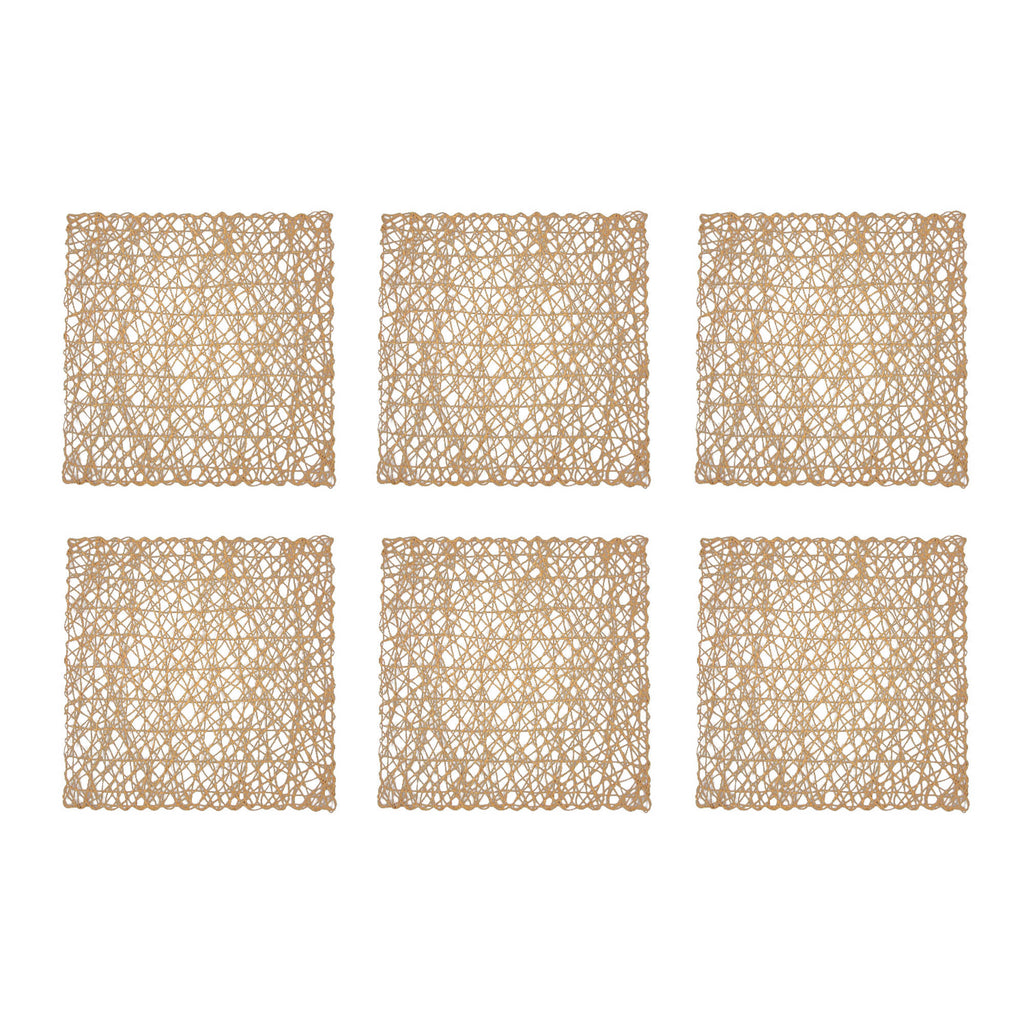 Taupe Woven Paper Square Placemat Set/6