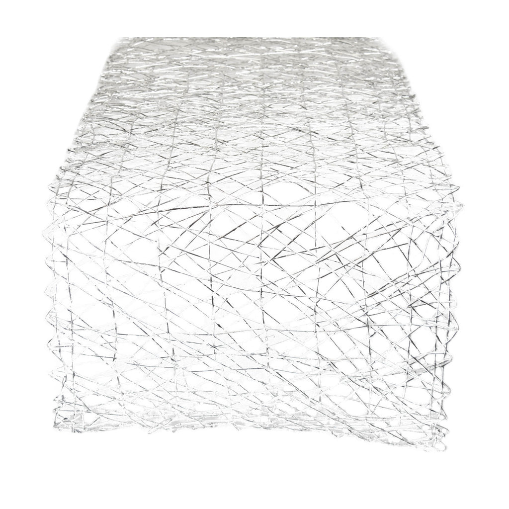 Silver Woven Paper Table Runner 14x72