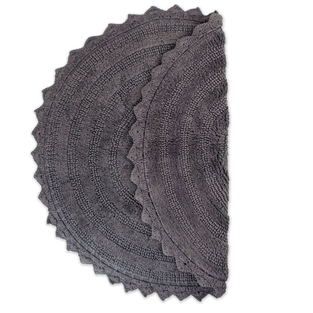 DII Gray Round Crochet Bath Mat