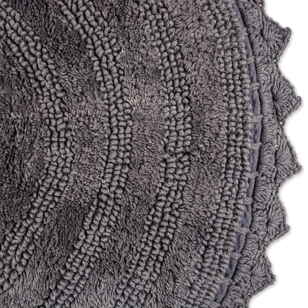 DII Gray Round Crochet Bath Mat