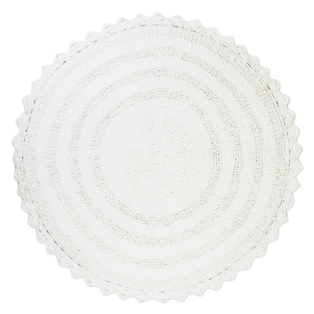 White Round Crochet Bath Mat