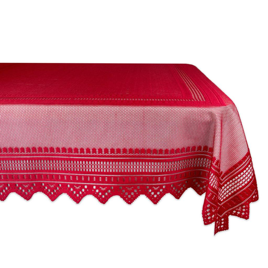 Red Nordic Lace Tablecloth 52x90