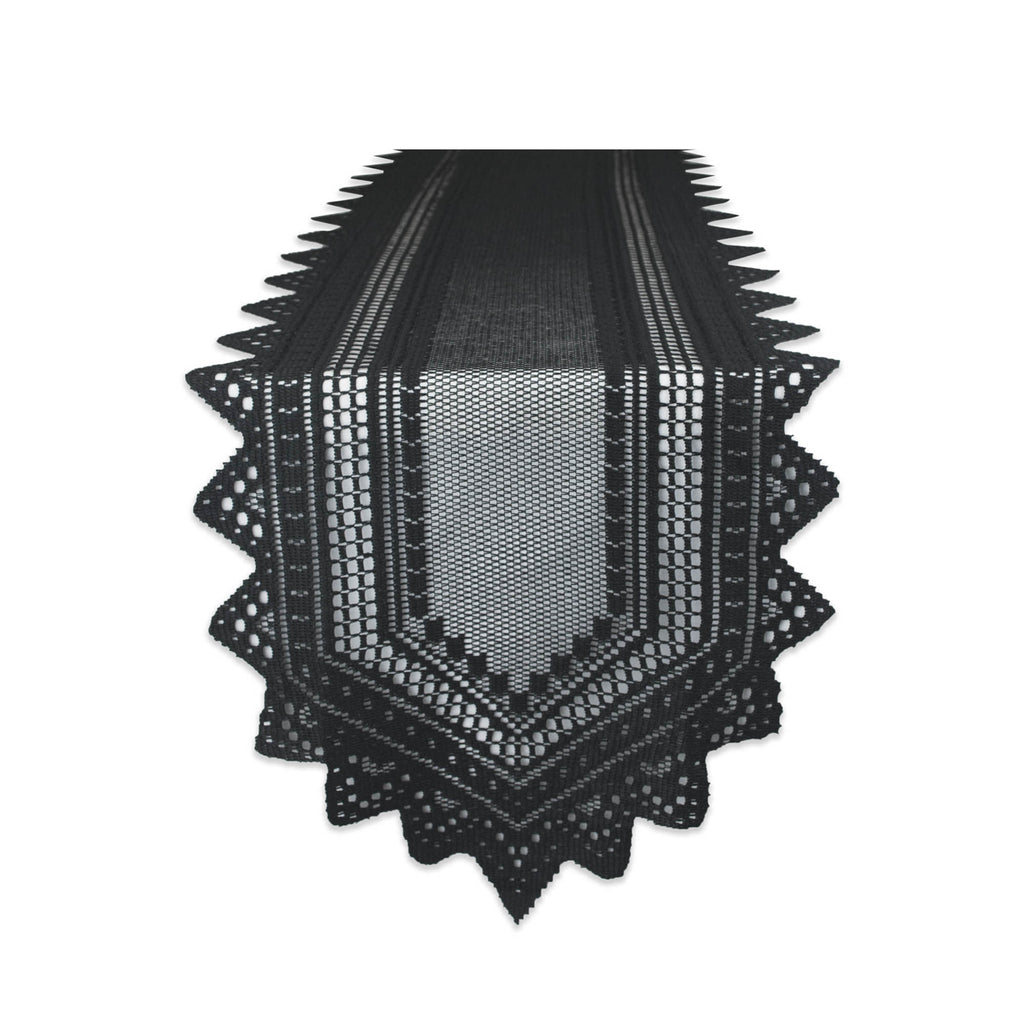 Black Nordic Lace Table Runner 14x72