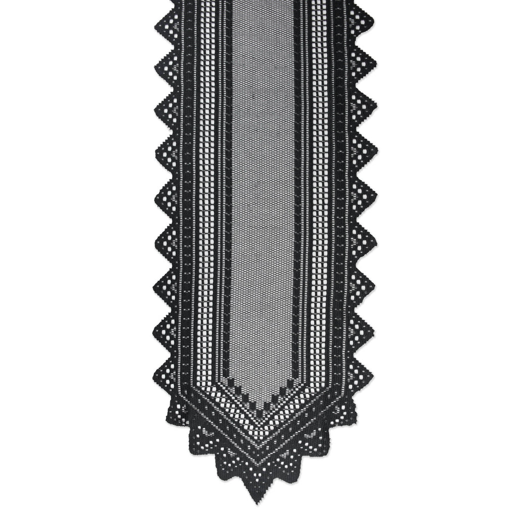 Black Nordic Lace Table Runner, 14x72"