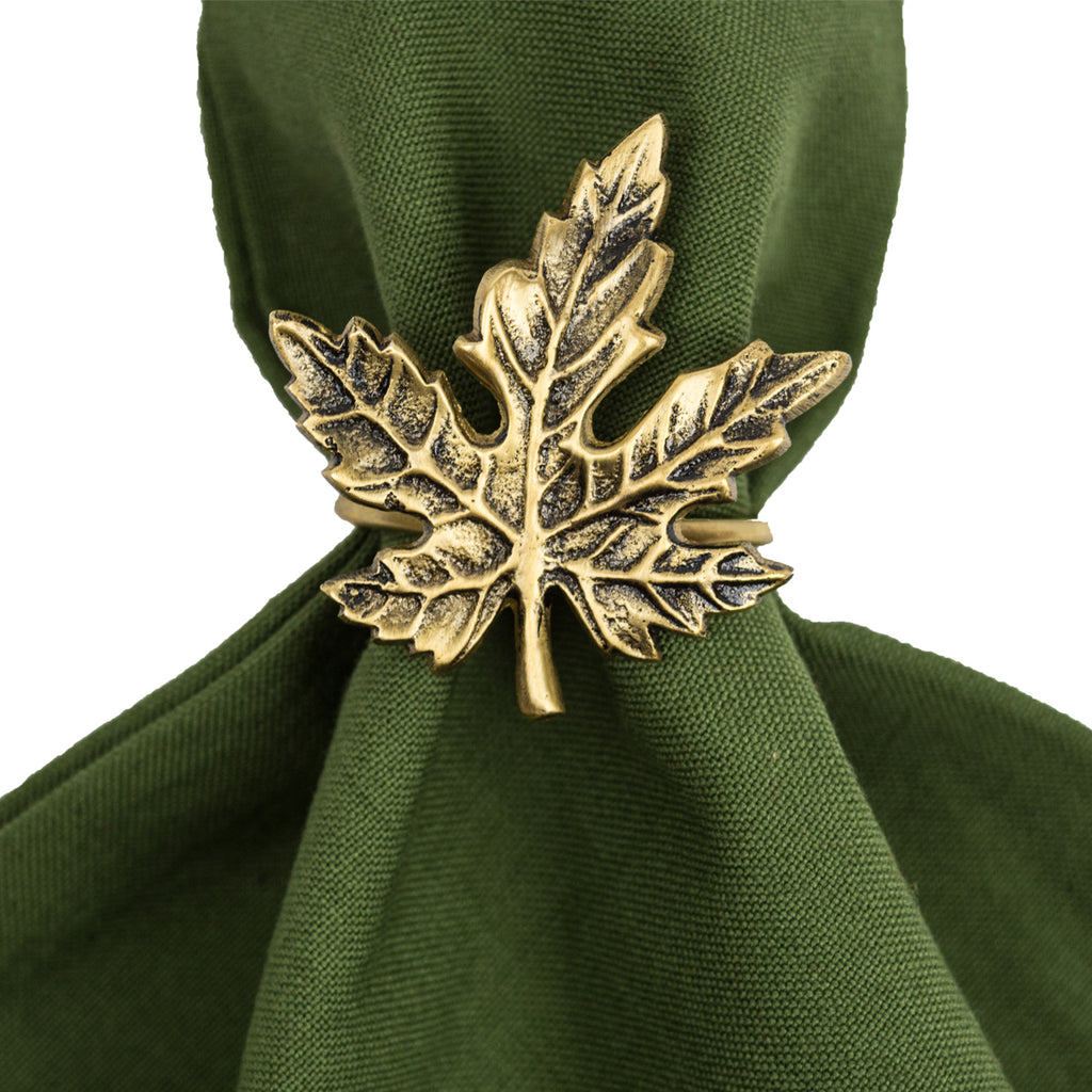 Gold Maple Leaf Napkin Ring Set of 6