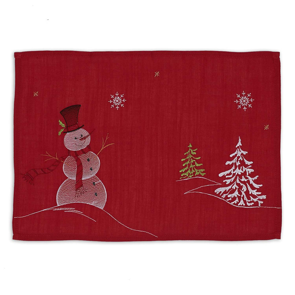 DII Embroidered Snowman Placemat Set of 4