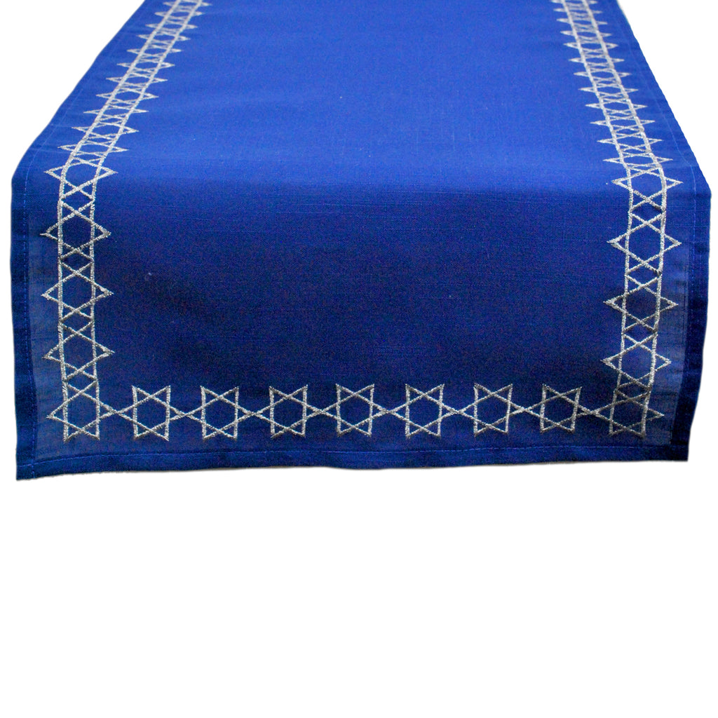 Embroidered Star David Table Runner