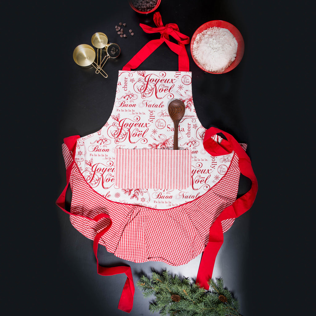 Vintage Christmas Ruffle Apron