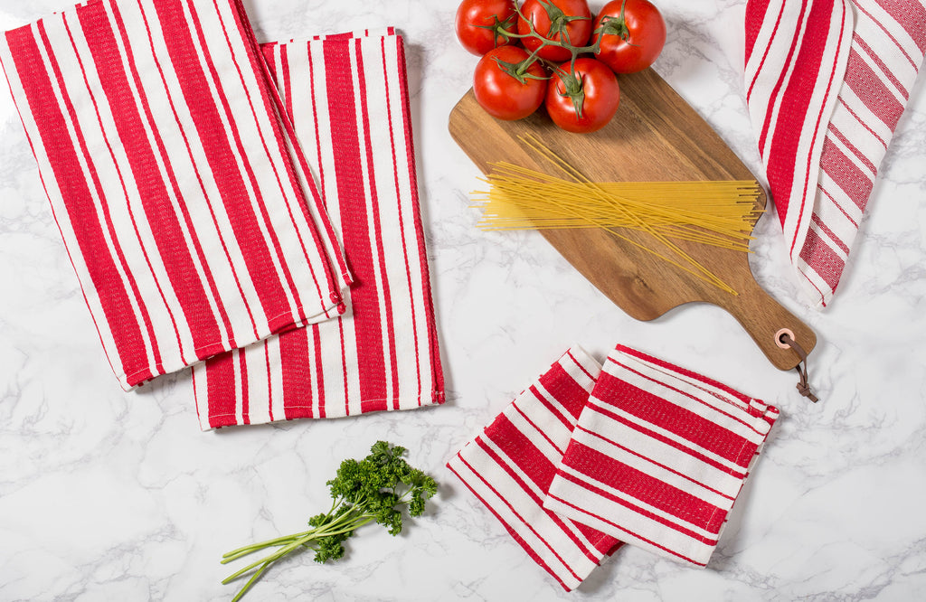 DII Tomato Stripe Gourmet Dishtowel Set of 3