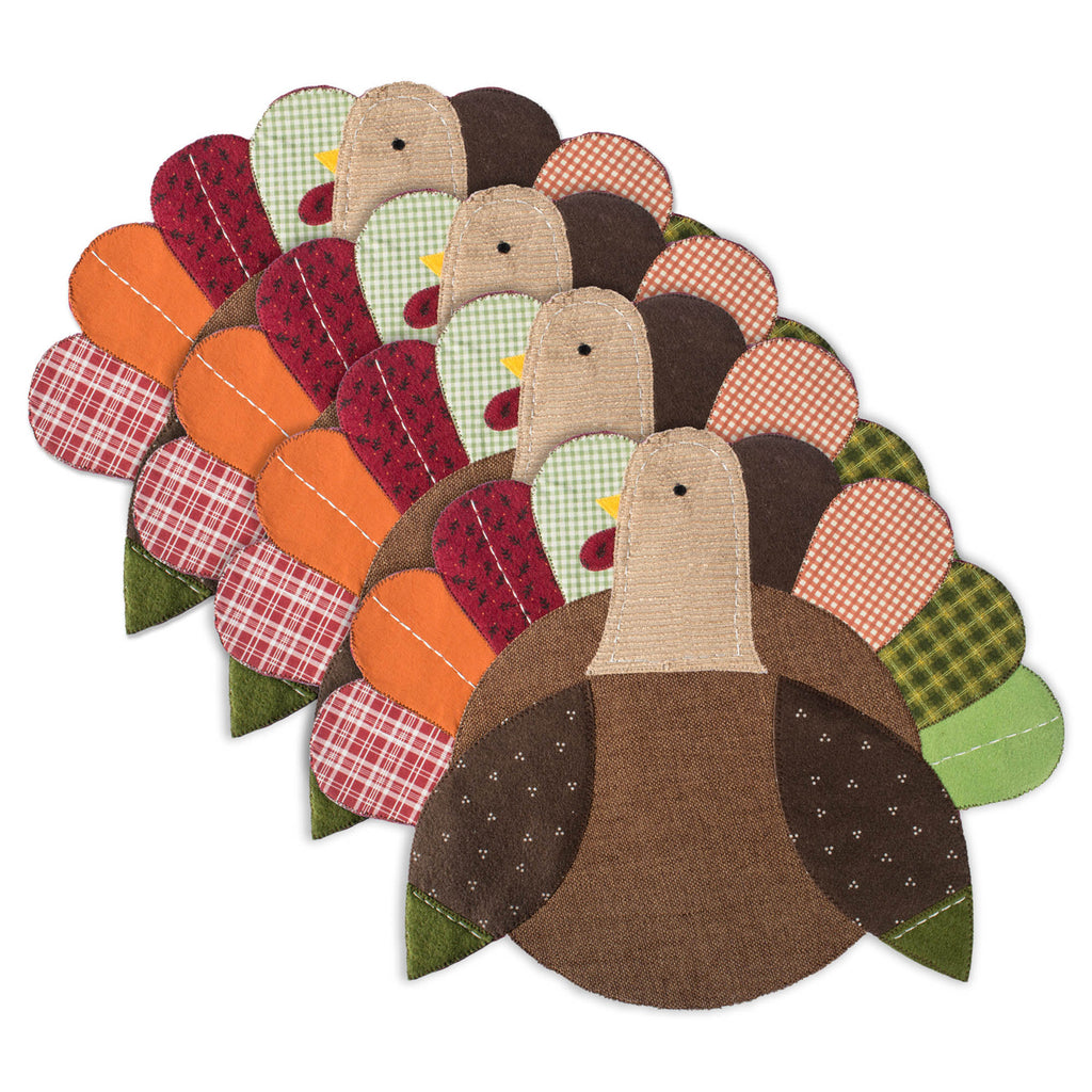 Embroidered Turkey Placemat Set/4