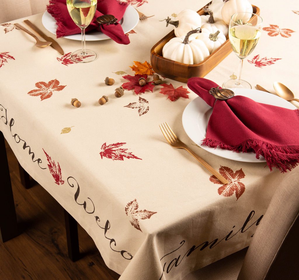 Rustic Leaves Print Tablecloth