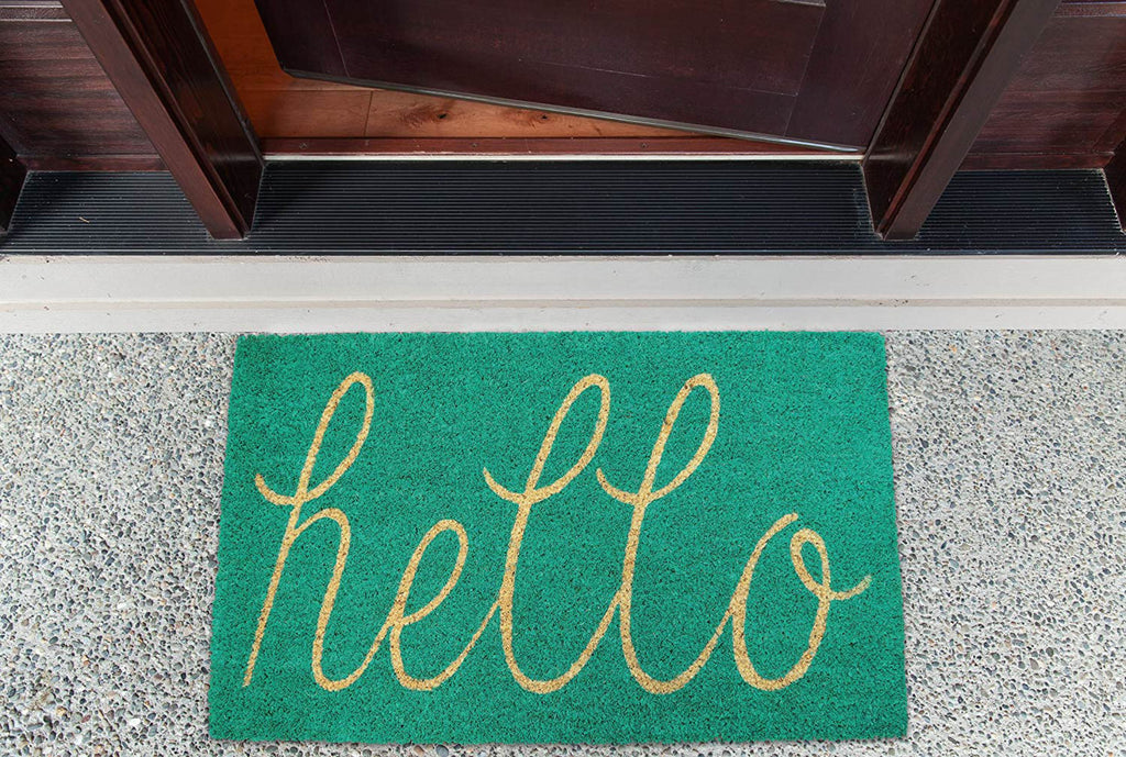 Aqua Hello Doormat