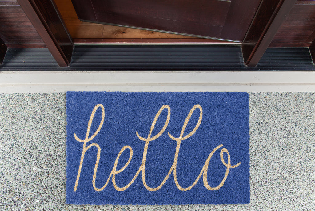 Blue Hello Doormat
