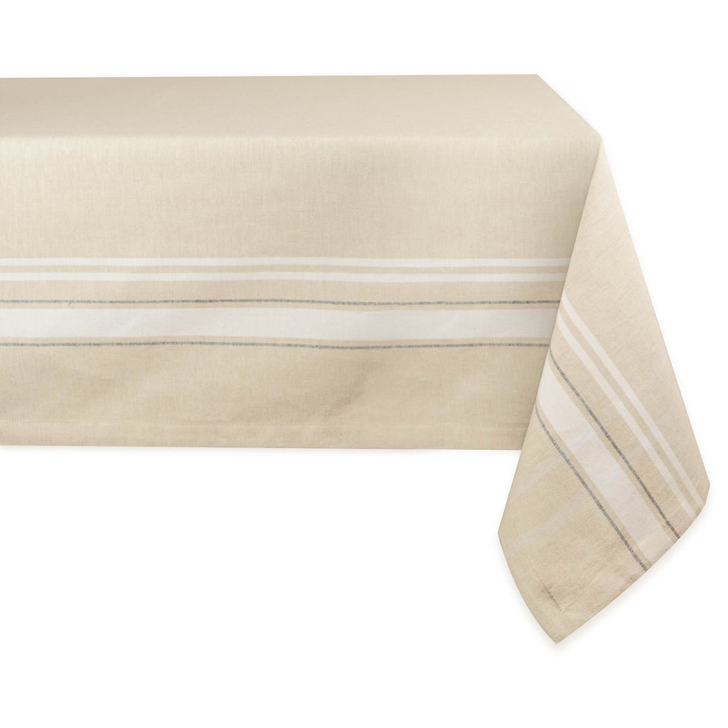 White French Stripe Tablecloth 60x104