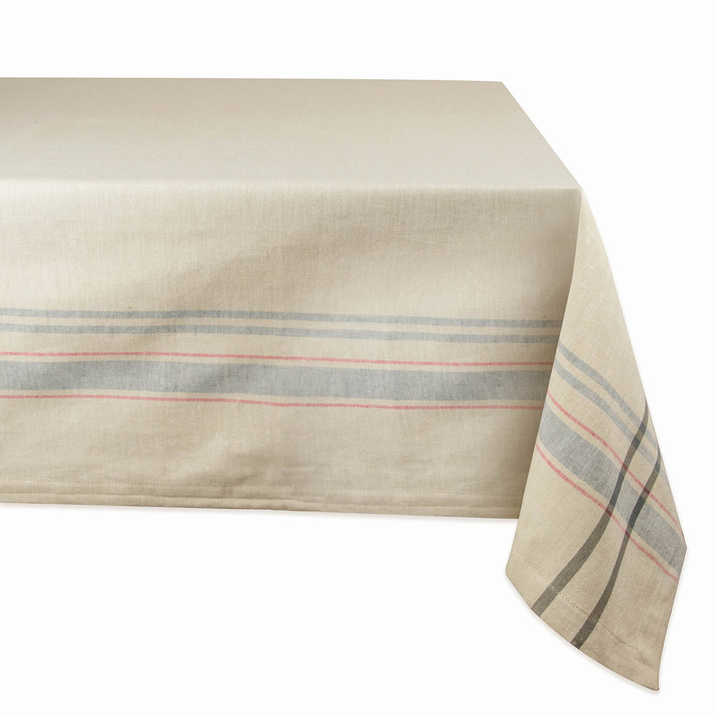 Gray French Stripe Tablecloth 60x104