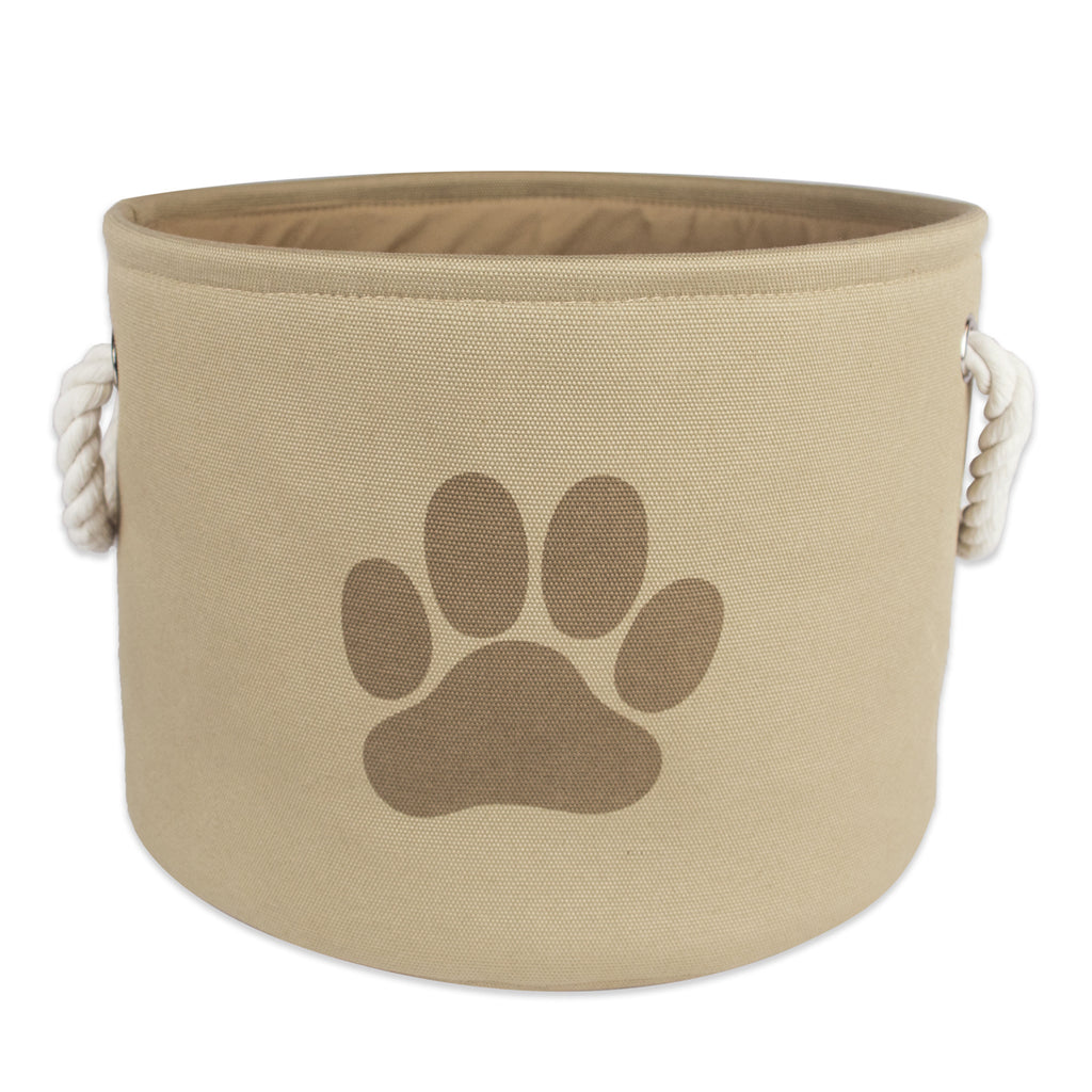 Polyester Pet Bin Paw Taupe Round Small 9x12x12