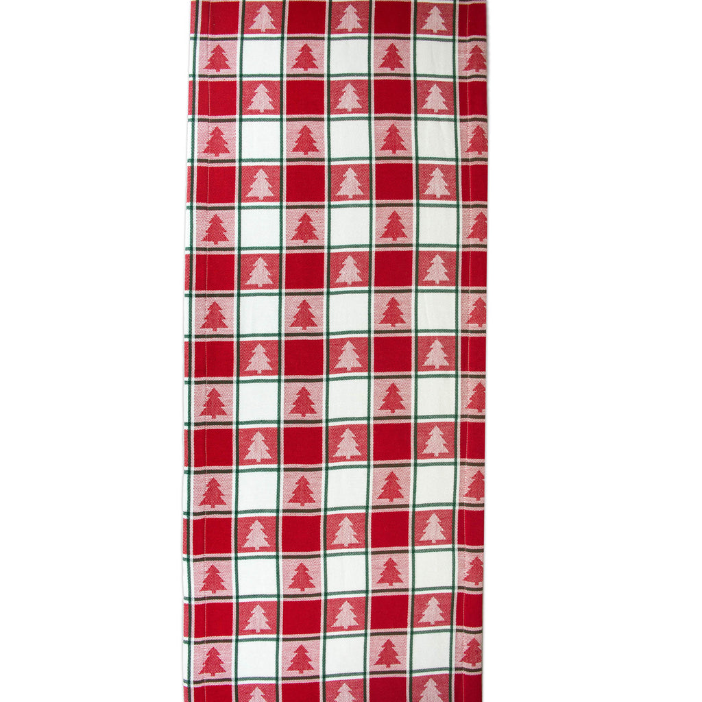 DII Holiday Trees Woven Check Table Runner, 14x72"