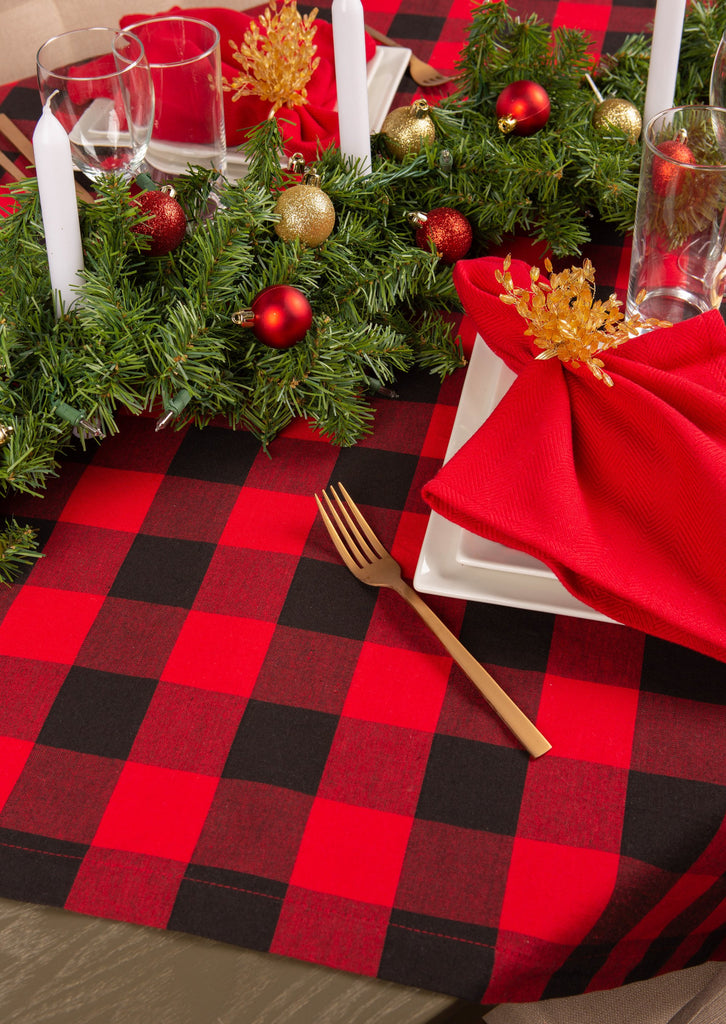 DII Red Buffalo Check Tablecloth