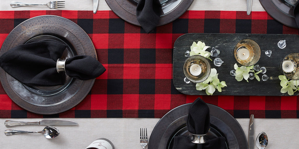 DII Red Buffalo Check Table Runner