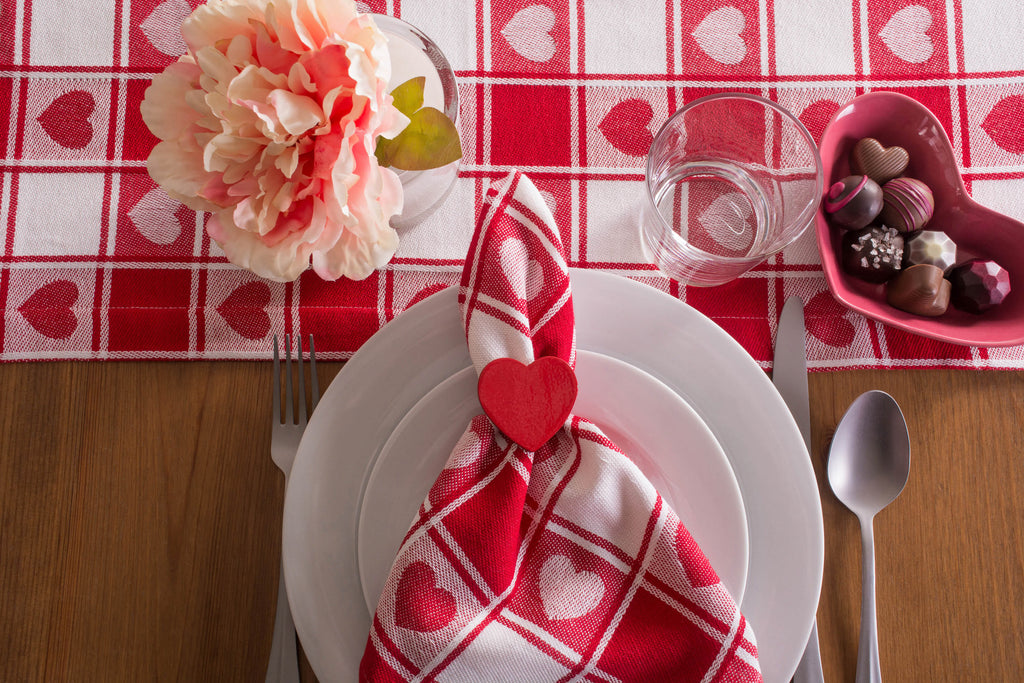 DII Hearts Woven Check Table Runner, 14x72"