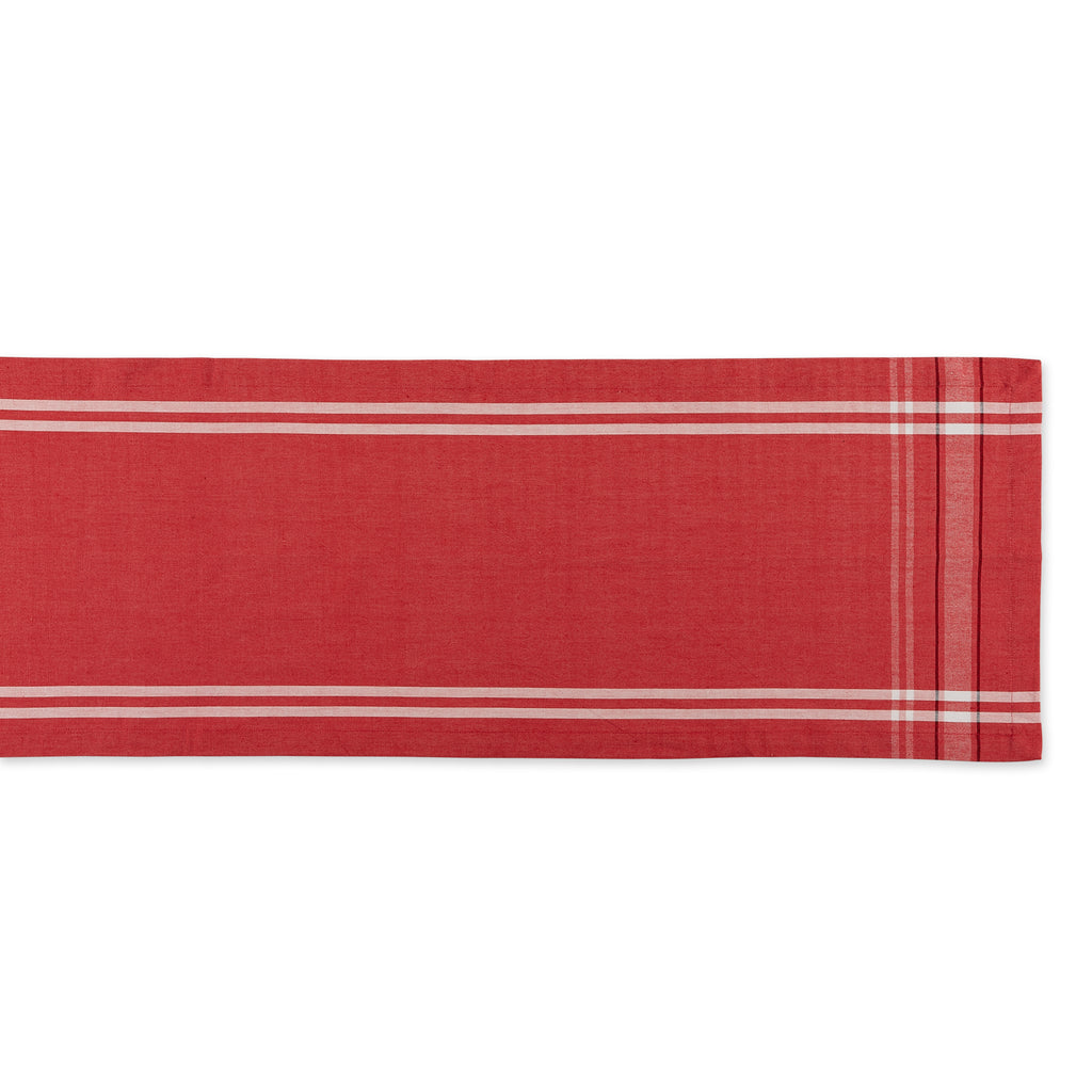 Red Chambray French Stripe Table Runner