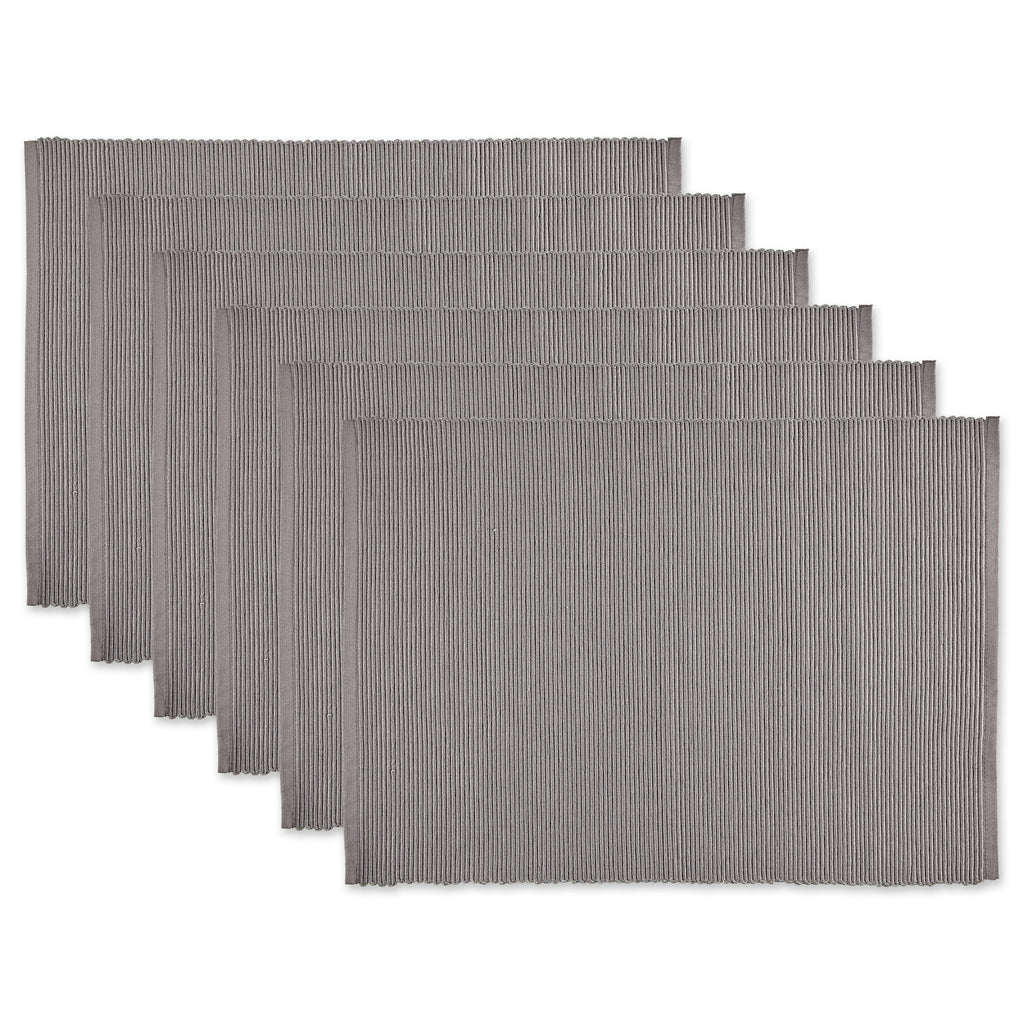 Gray Ribbed Placemat Set of 6