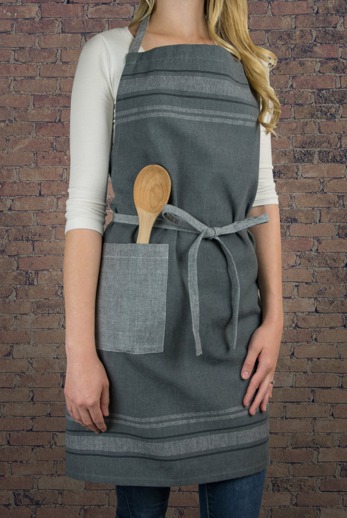 DII Gray Chambray French Stripe Chef Apron