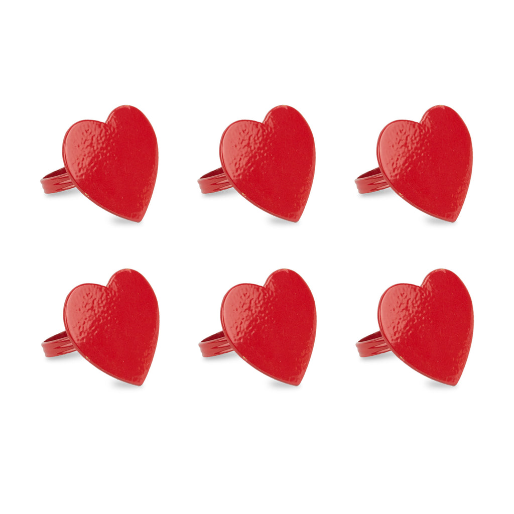Red Heart Napkin Ring Set/6