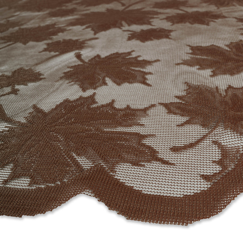 DII Brown Maple Leaf Lace Round Table Topper