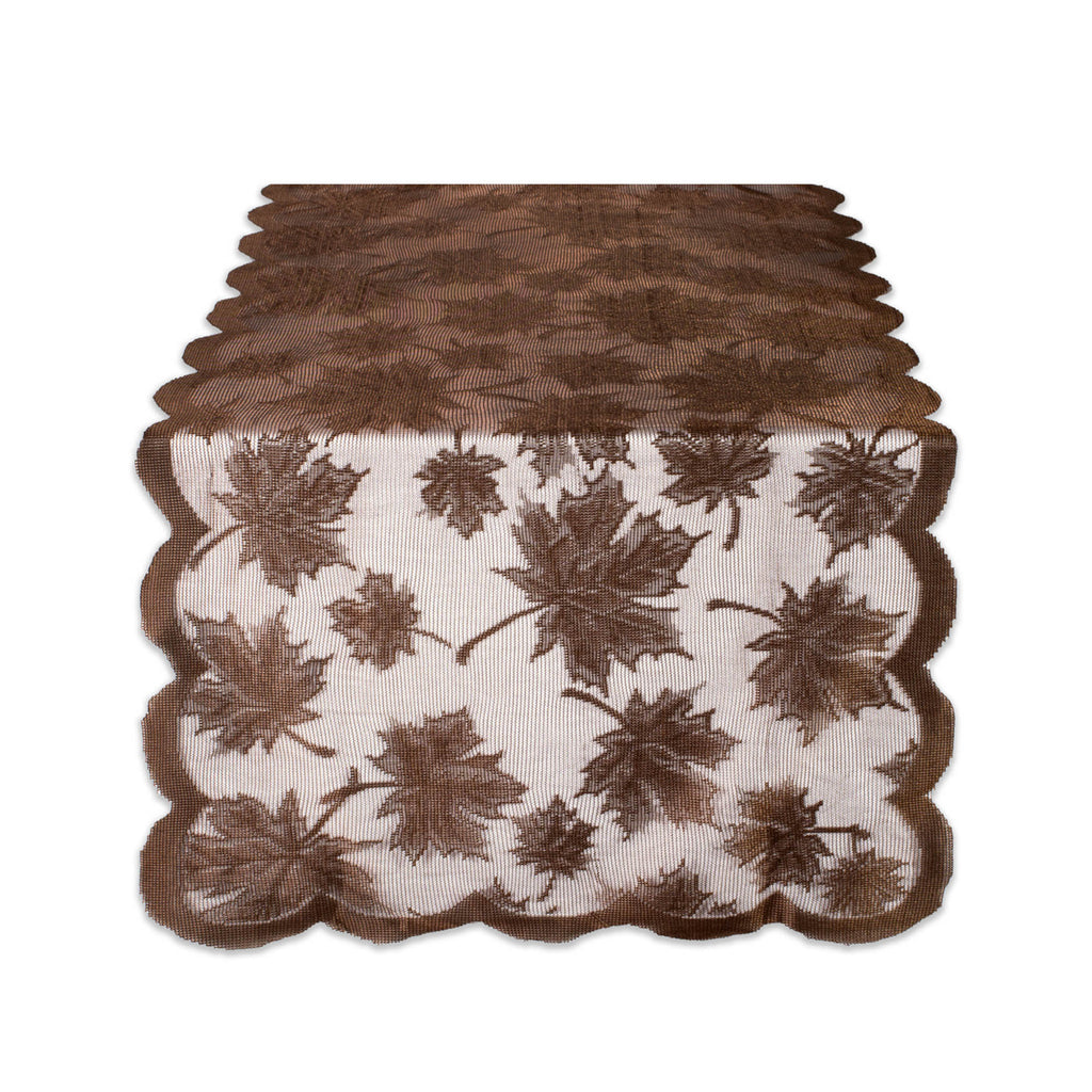 Brown Maple Leaf Lace Table Runner