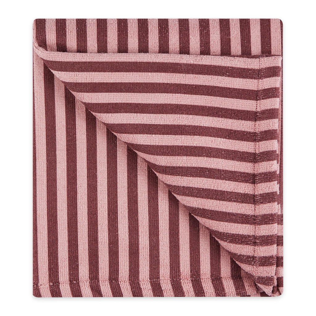 Cranberry Stripe Embroidered Paw Pet Towel