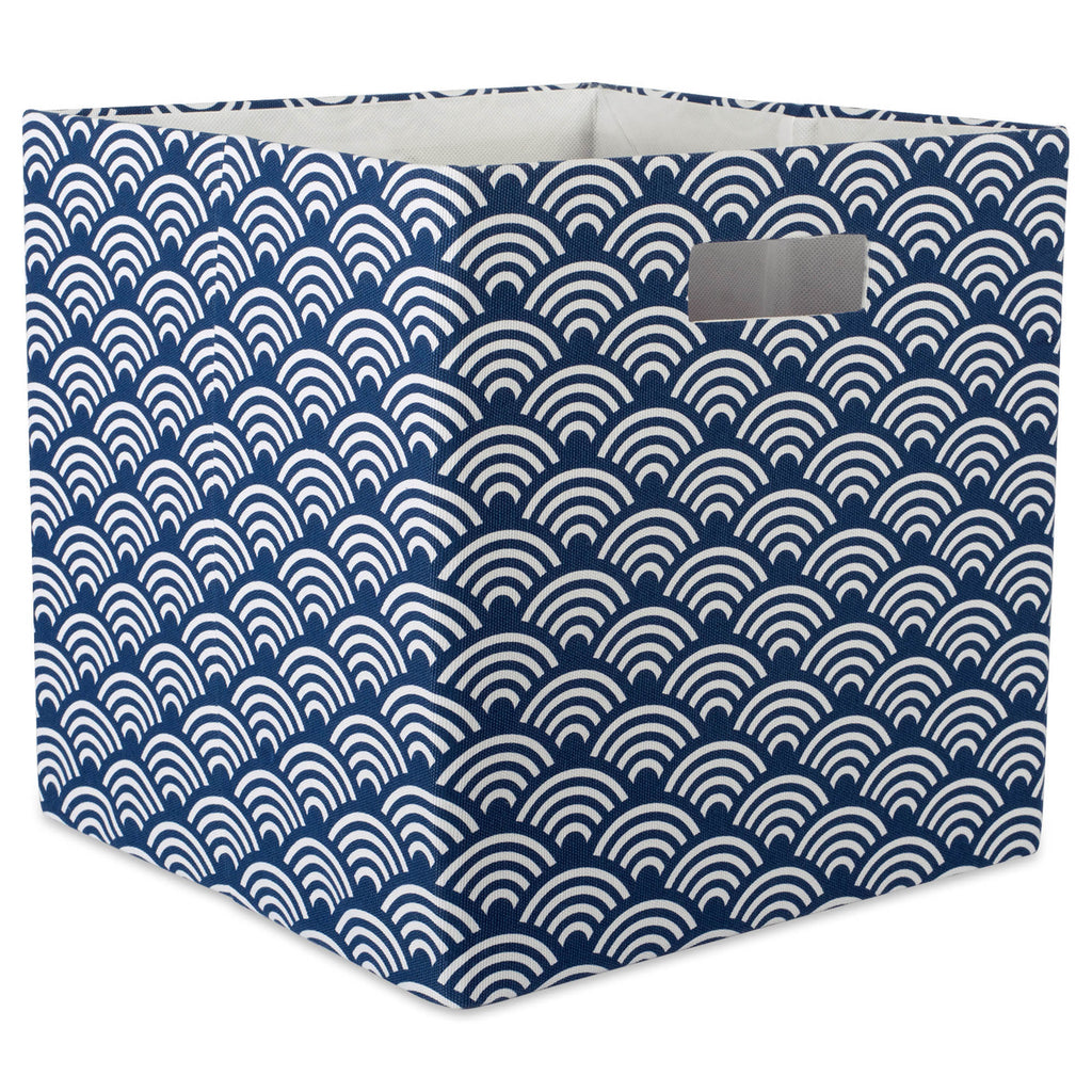Polyester Cube Waves Nautical Blue Square 11x11x11