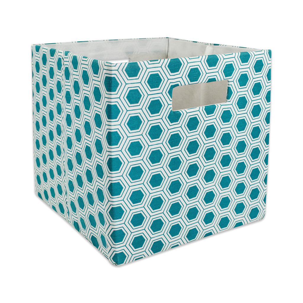 Polyester Cube Honeycomb Teal Square 11x11x11