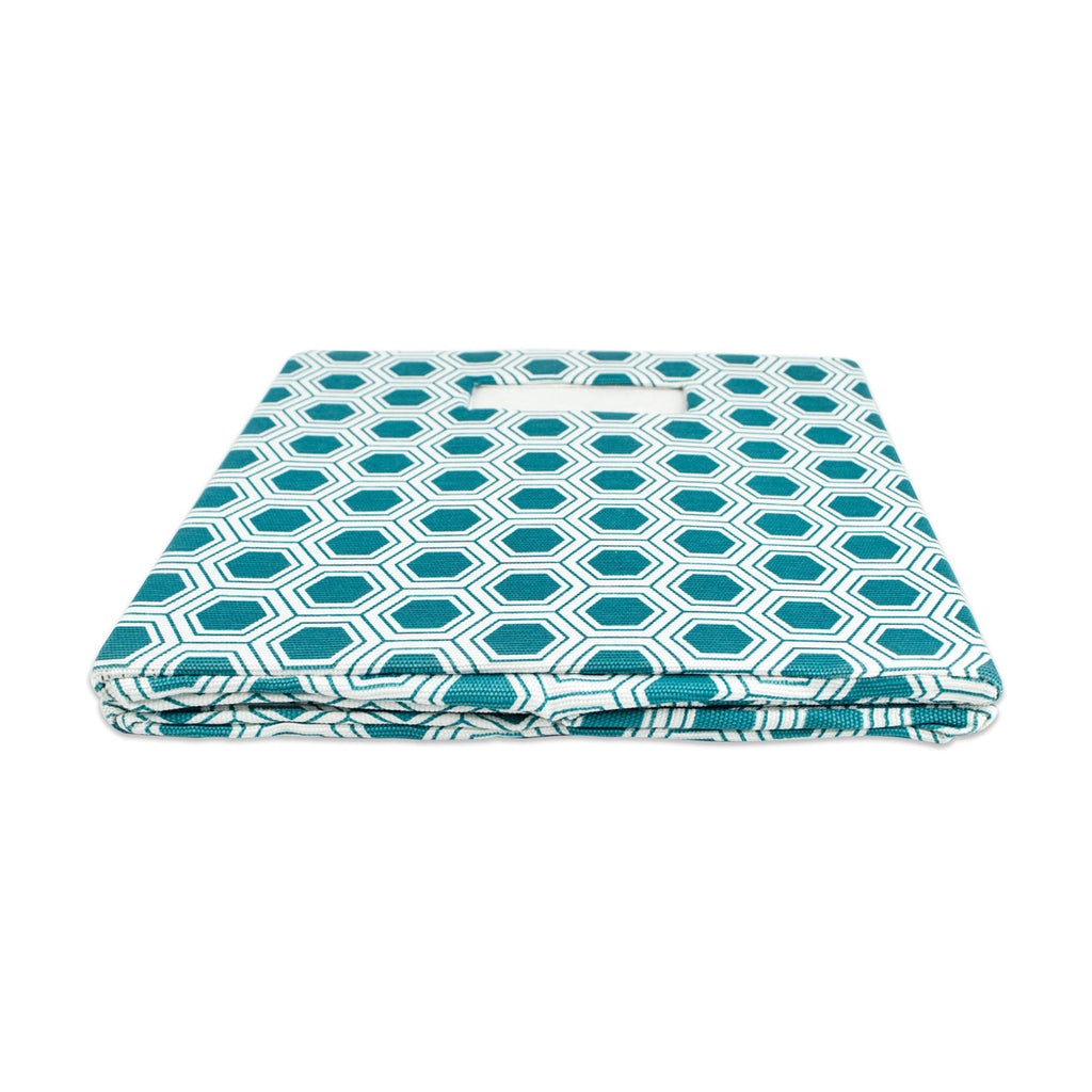 DII Polyester Cube Honeycomb Teal Square
