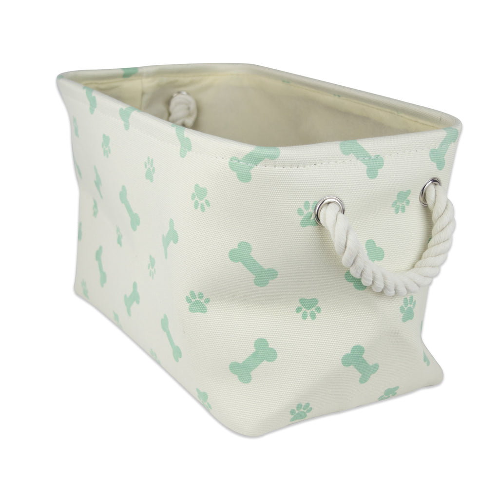 Polyester Bin Paw/Bone Mint Rectangle Small 14x8x9