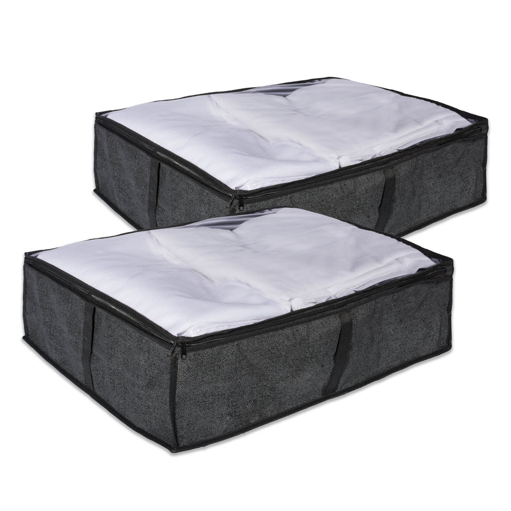 Medium Black Linen Under-The-Bed Soft Storage Set/2