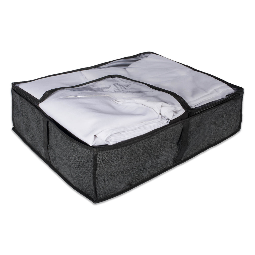 DII Medium Black Linen Under-The-Bed Soft Storage Set of 2