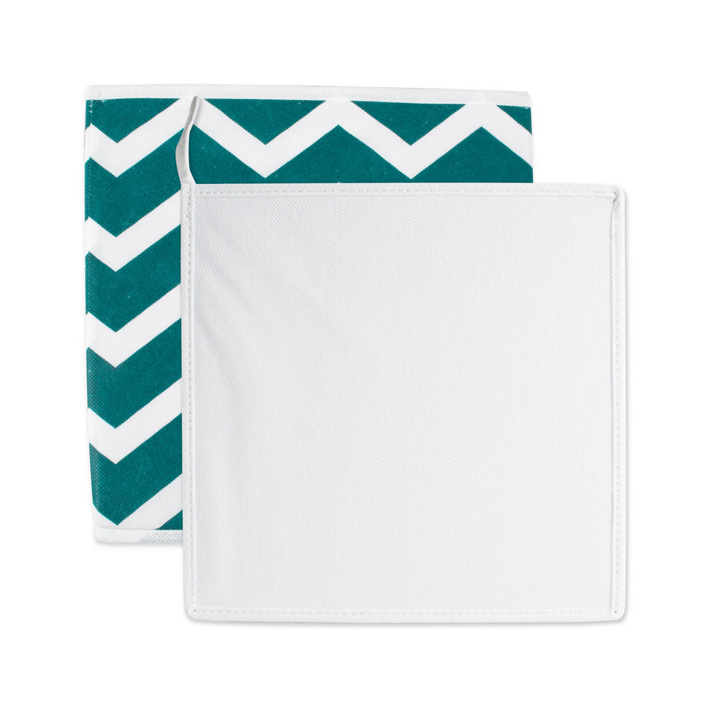 Chevron Teal Square Nonwoven Polyester Cube Set of 2