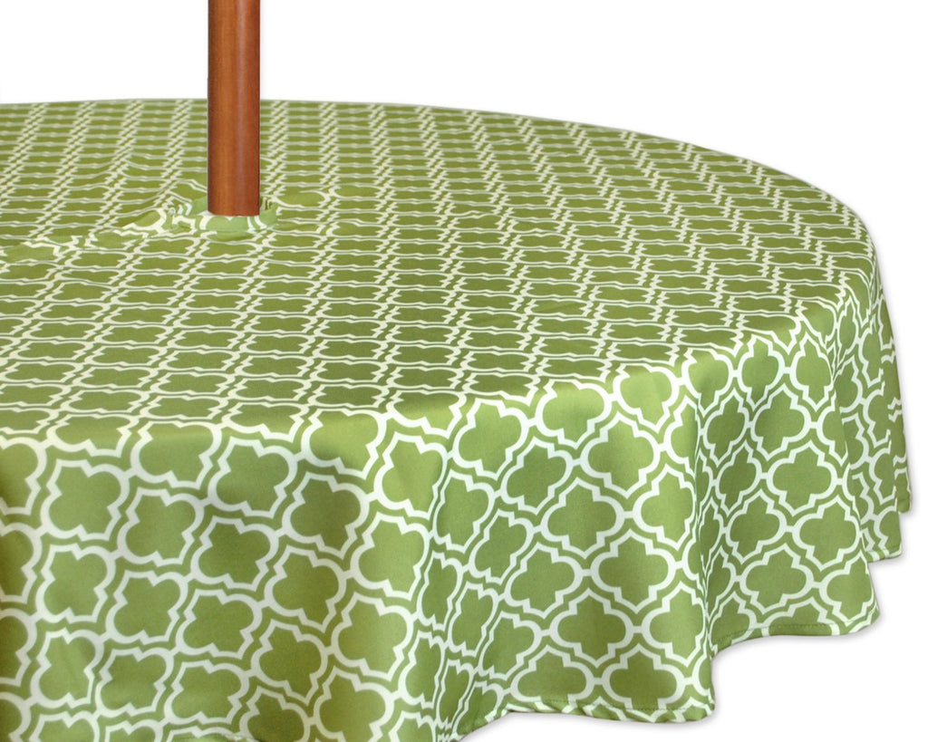 Green Lattice Outdoor Tablecloth With Zipper 52 Round