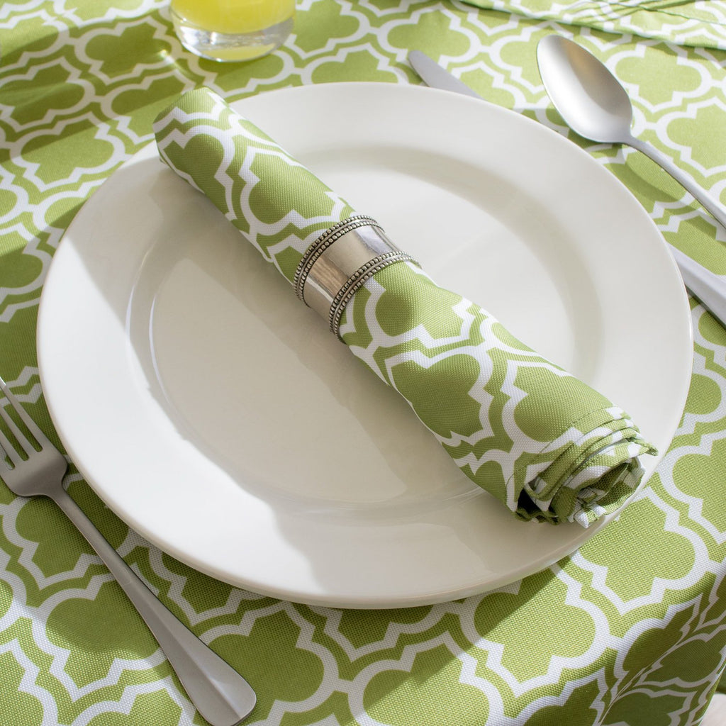 DII Green Lattice Outdoor Tablecloth With Zipper