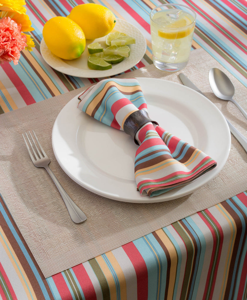 DII Summer Stripe Outdoor Tablecloth With Zipper