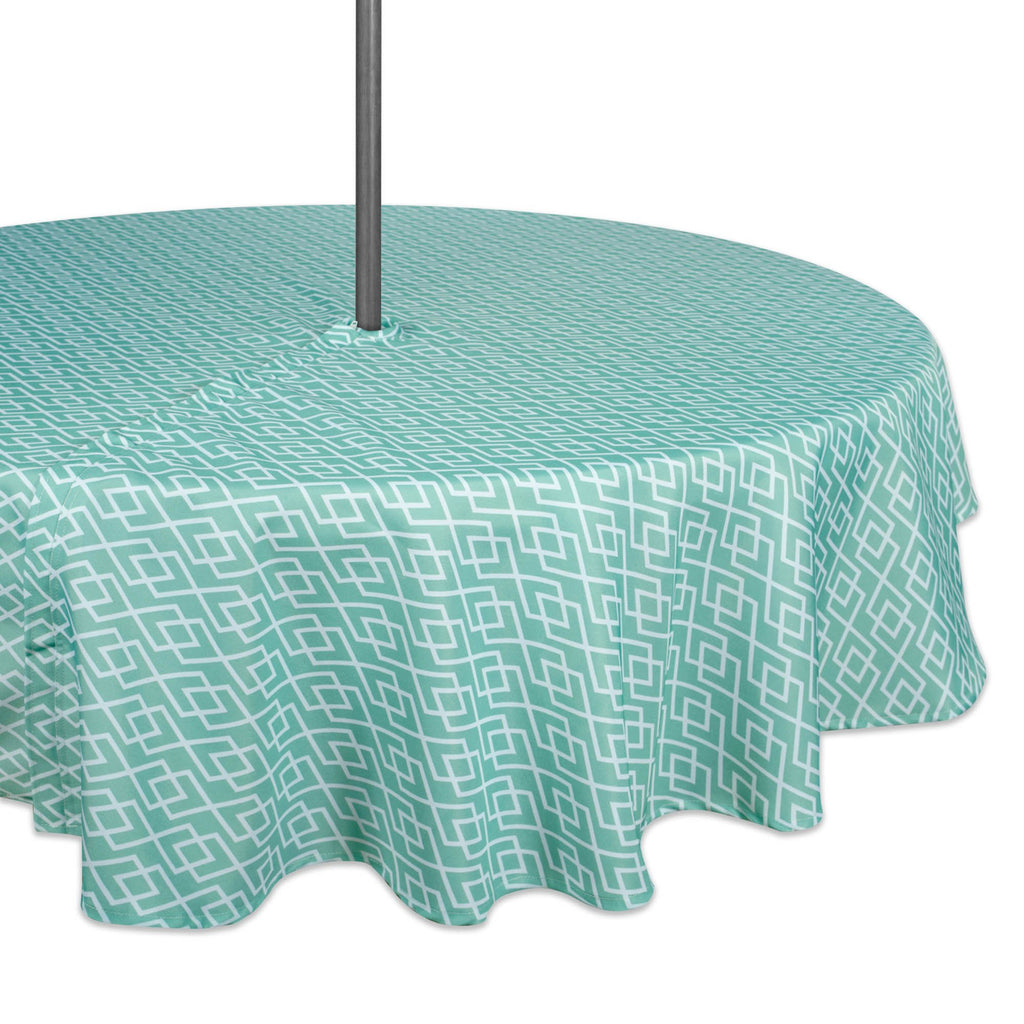 Aqua Diamond Outdoor Tablecloth With Zipper 52 Round