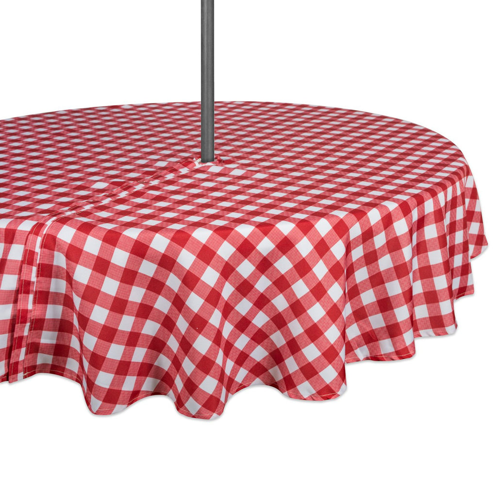 Red Check Outdoor Tablecloth With Zipper 52 Round