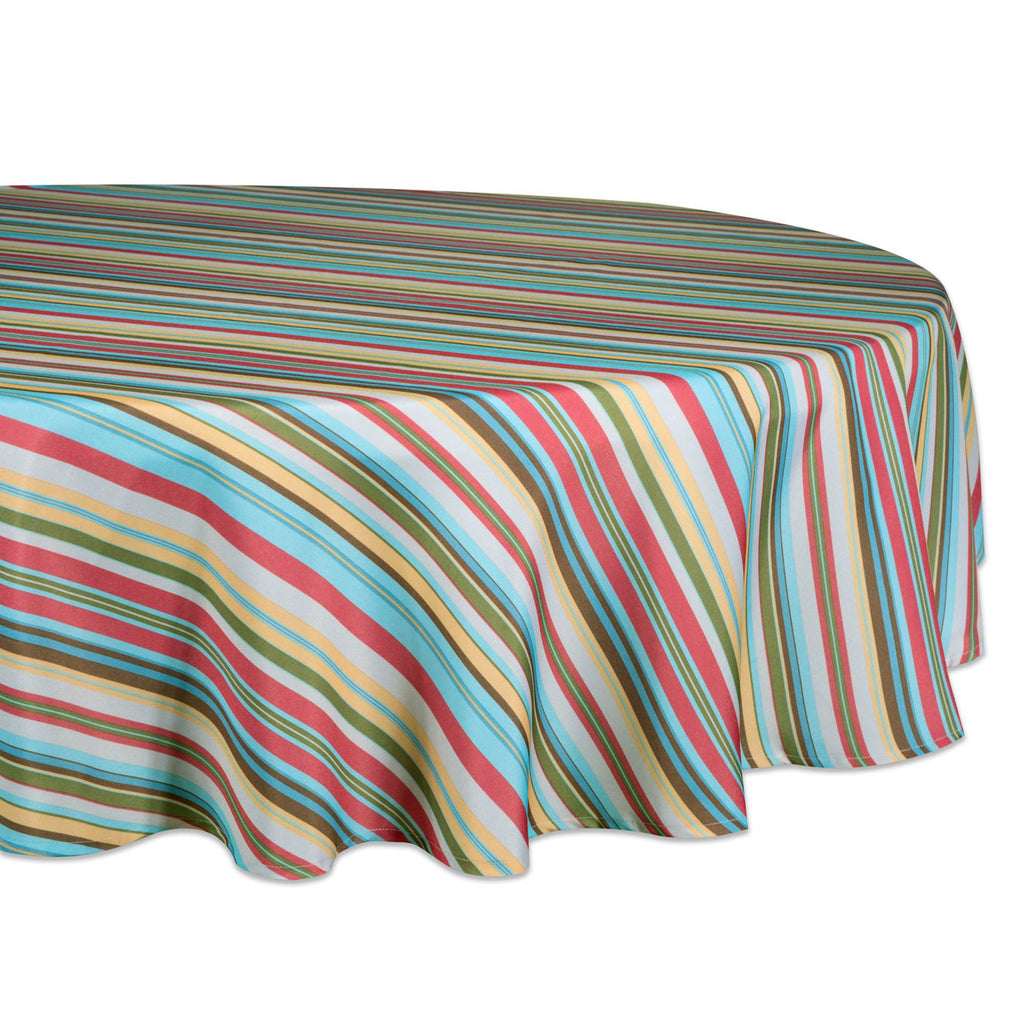 Summer Stripe Outdoor Tablecloth 60 Round