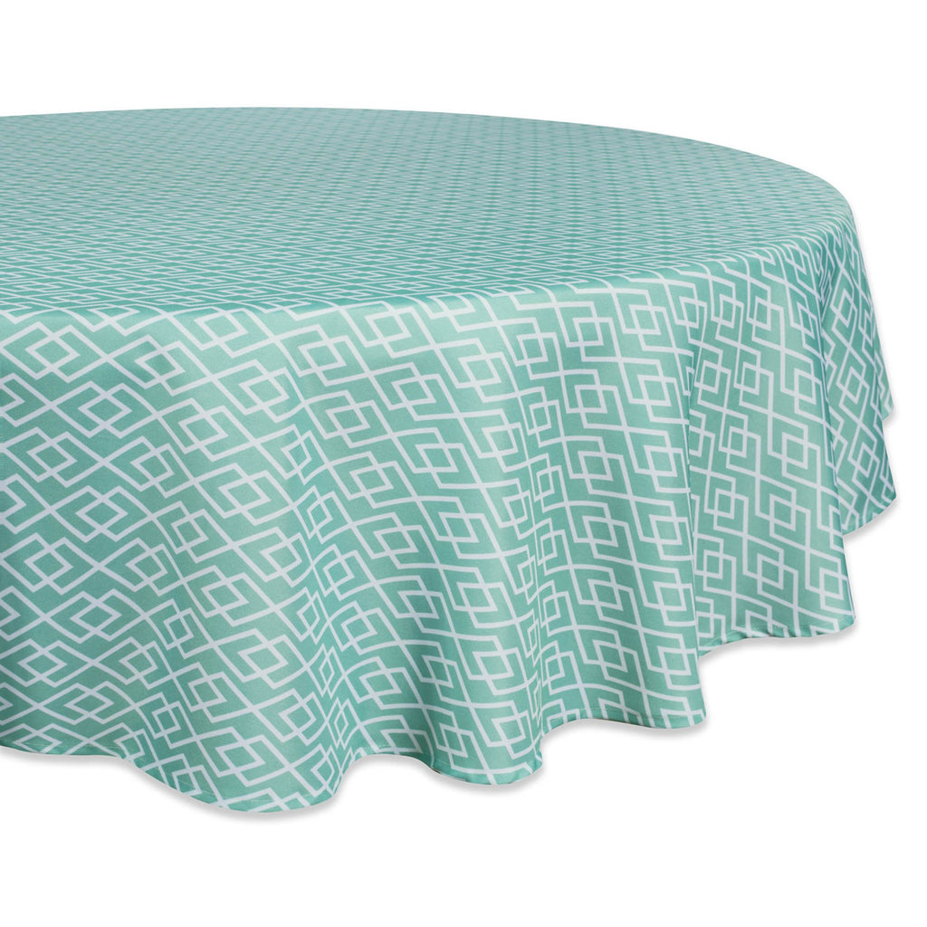 Aqua Diamond Outdoor Tablecloth 60 Round