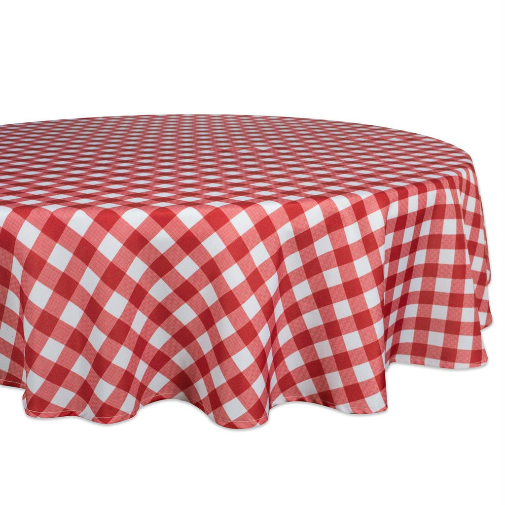 Red Check Outdoor Tablecloth 60 Round