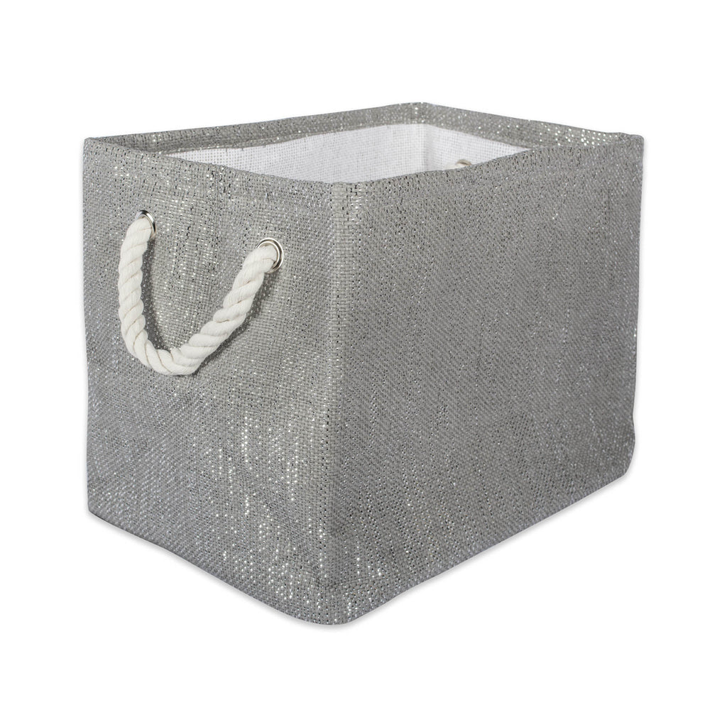 Paper Bin Lurex Gray/Silver Rectangle Small 11x10x9