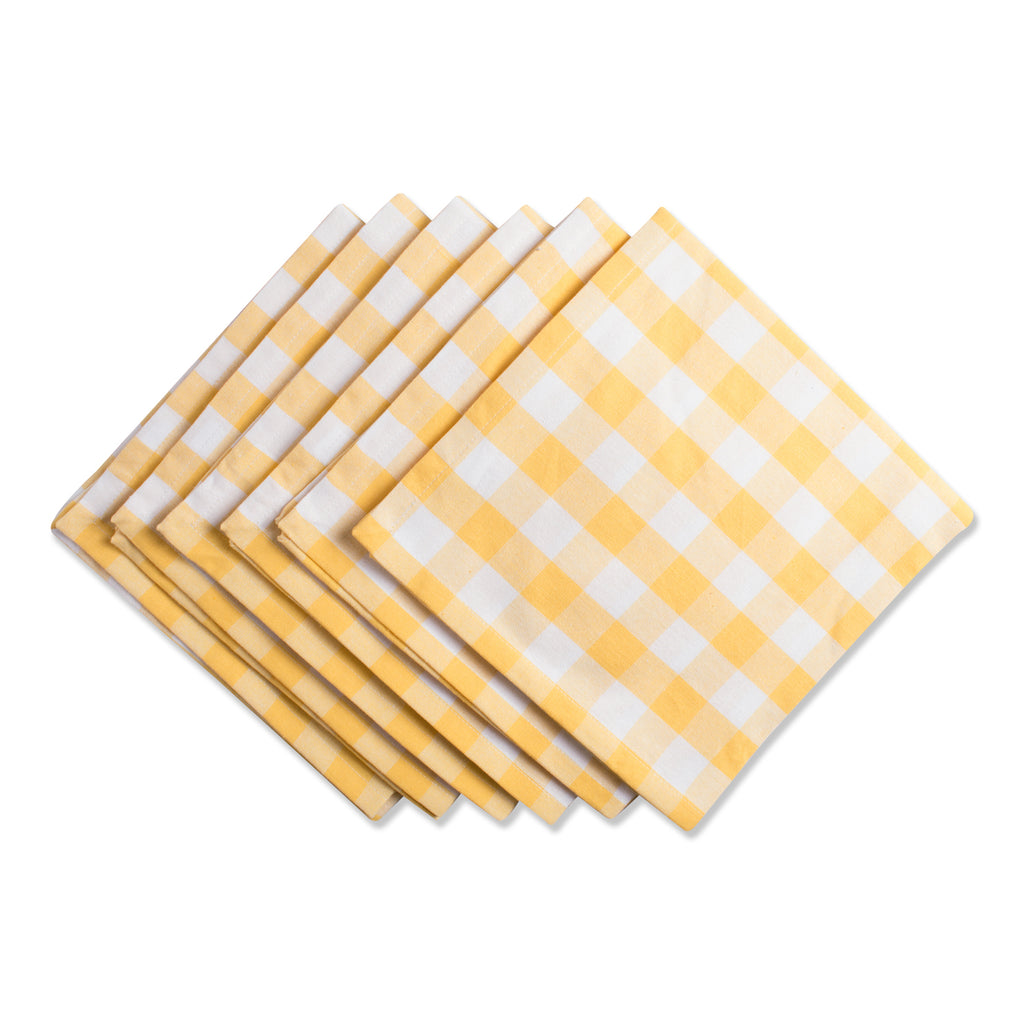Yellow/White Checkers Napkin Set/6