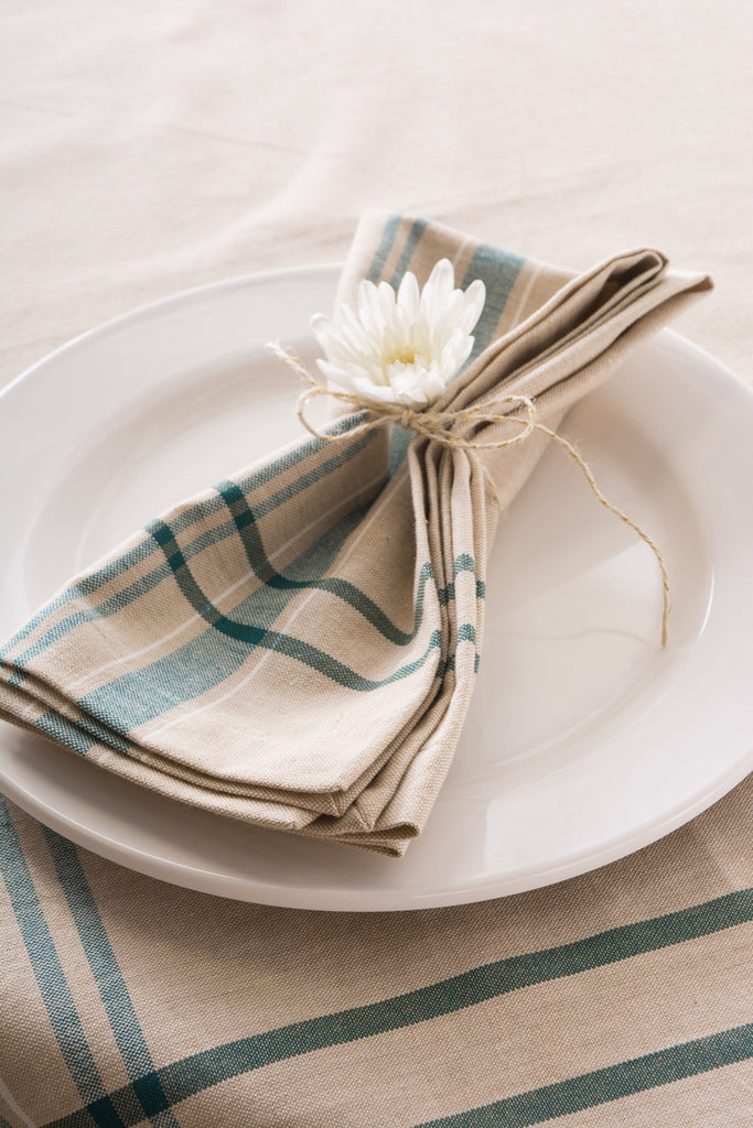 DII Teal French Stripe Napkin Set of 6